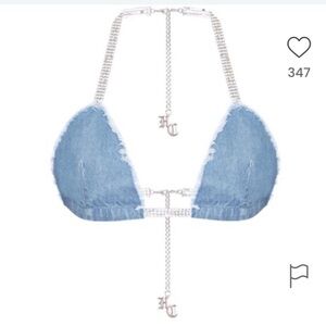Hidden Cult denim and rhinestone bralette S